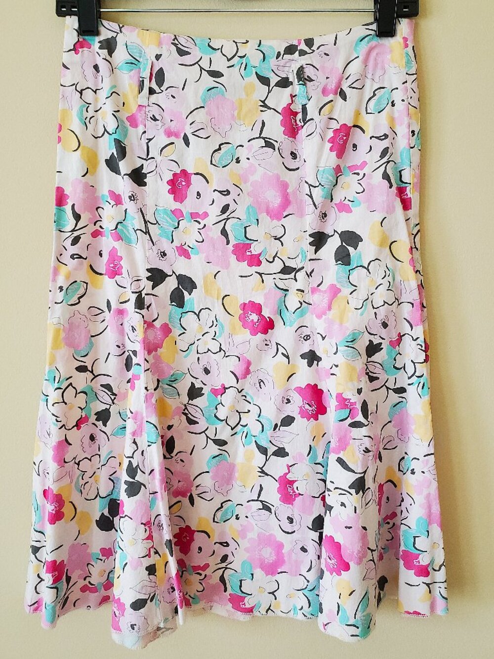 Bright Colorful Floral Print Pattern Midi Skirt SZ M